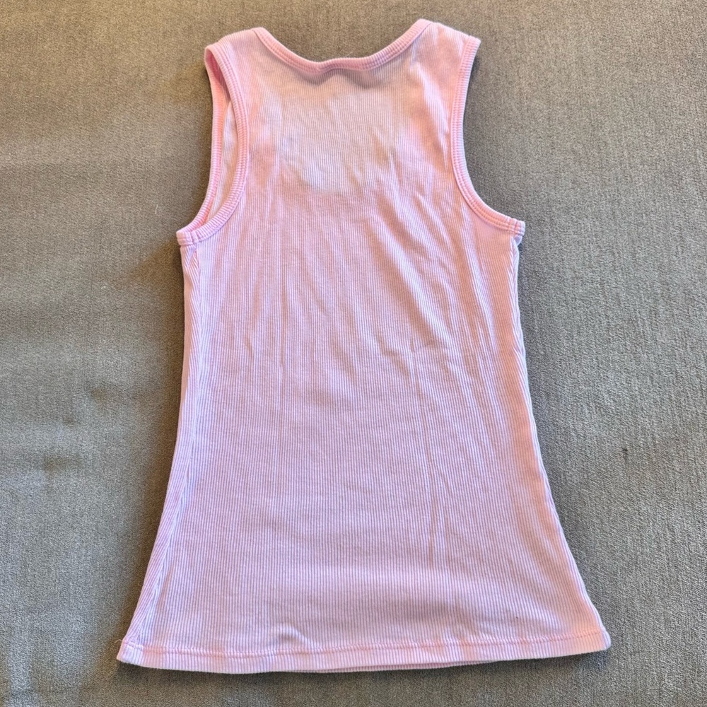 Julie’s Closet Ribbed Pink Rhinestone Trim Tank - Picture 2 of 6